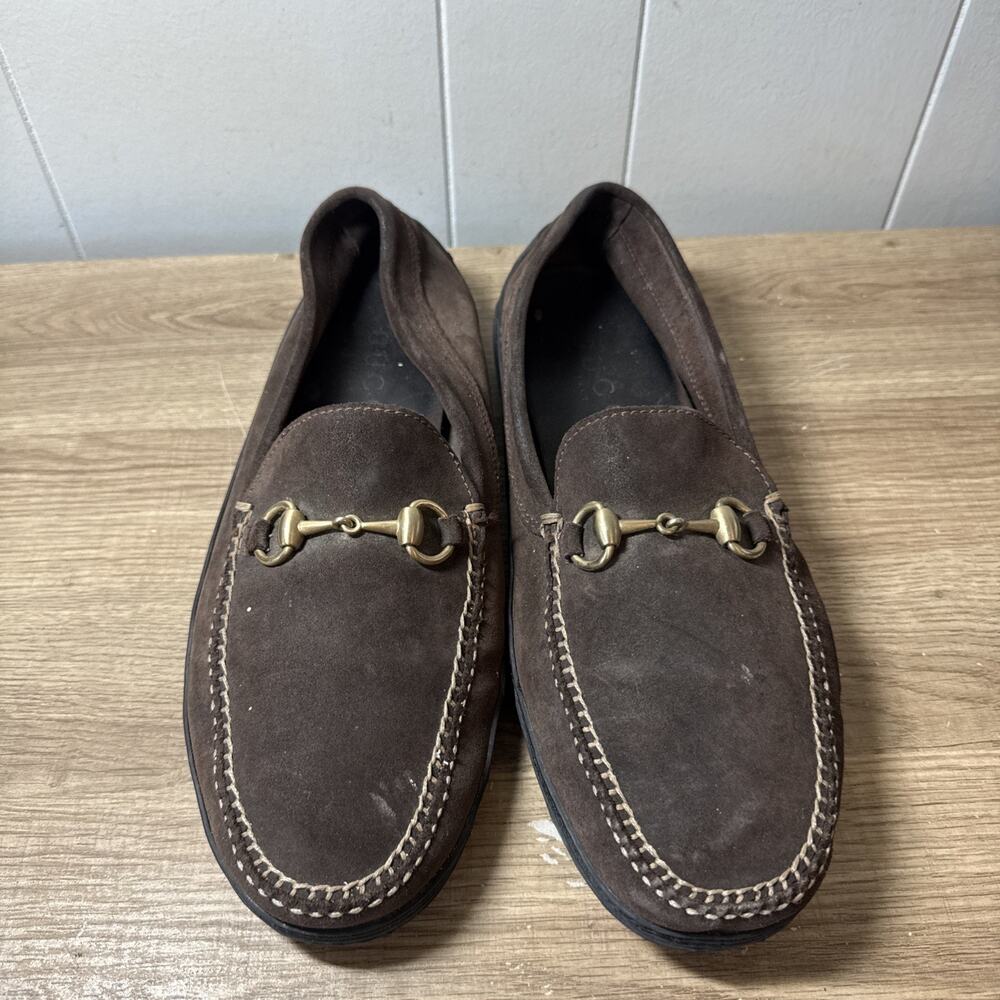GUCCI Loafers 1100208 Brown Suede Men's Shoes Size US13M Authentic Vintage C3